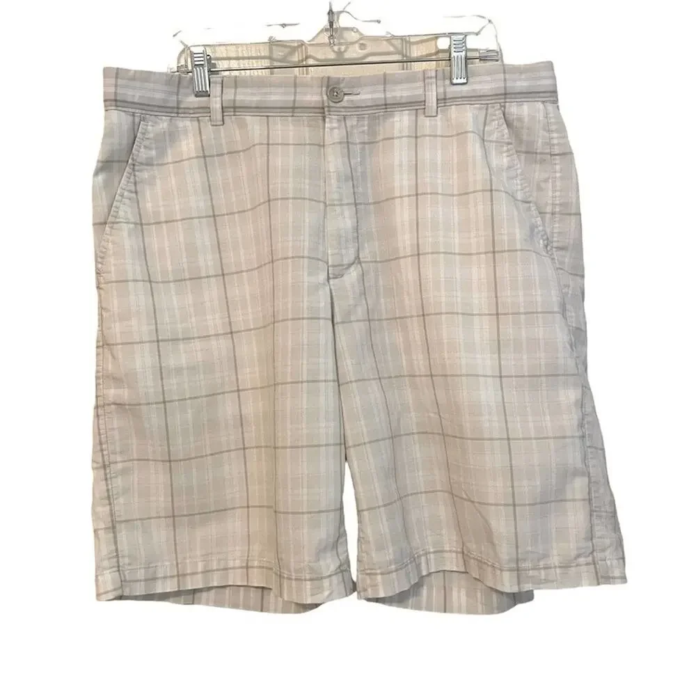 Greg Norman for Tasso Ella Tan Plaid Gold‎ Shorts Size 36